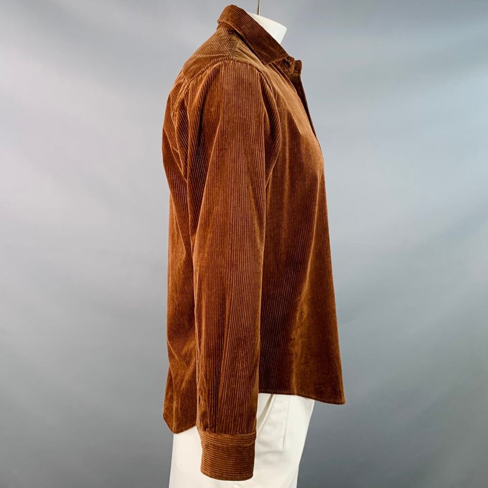 45rpm Size XL Brown Corduroy Cotton One Pocket Long Sleeve Shirt - Picture 3 of 7